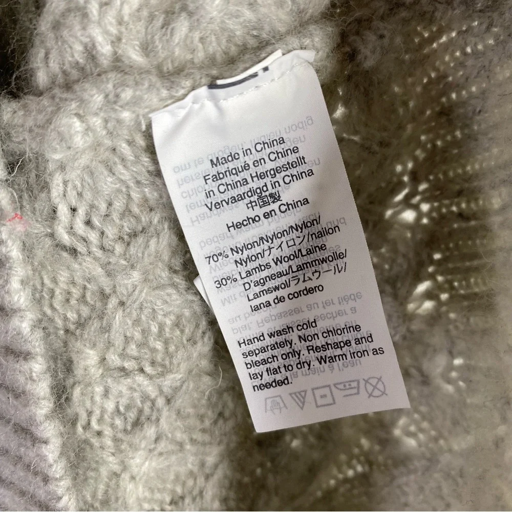 J. Crew Gray Popcorn Cable Knit Wool Blend Pullover Sweater - Picture 6 of 8